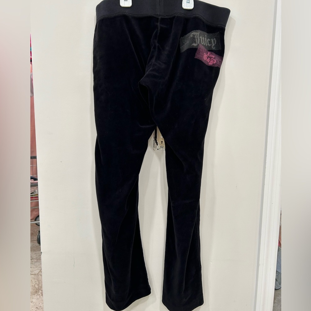 Vintage Y2K Juicy Couture Black velour track pants